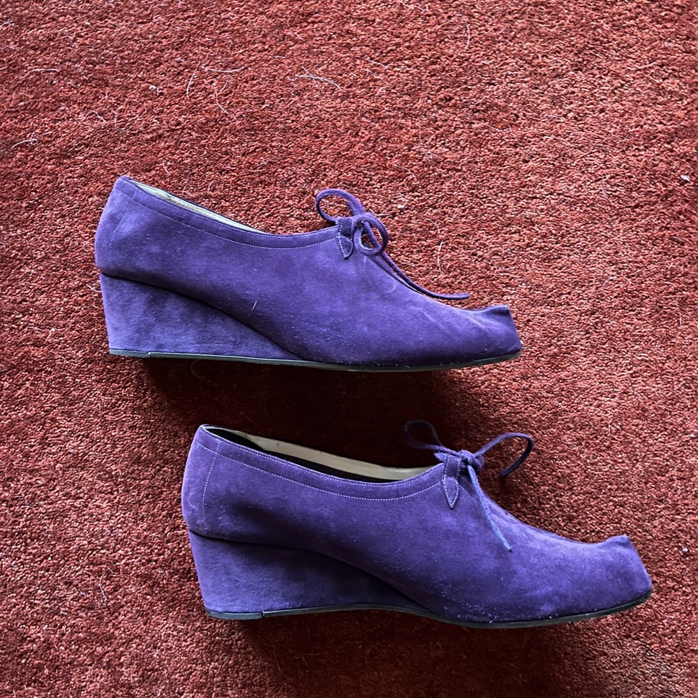 Salvatore Ferragamo Purple Suede Wedges